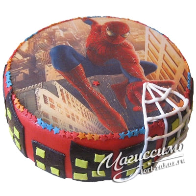 Торт Человек паук со съедобное картинкой