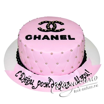 Торт Розовый Шанель с бусинками
