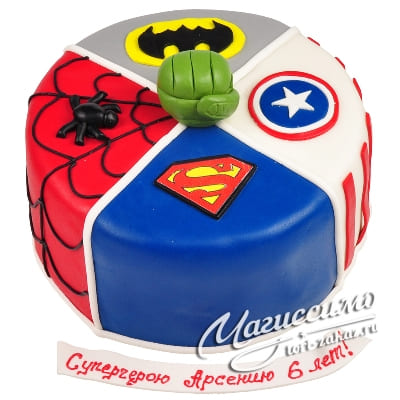Торт с эмблемами Супергероев