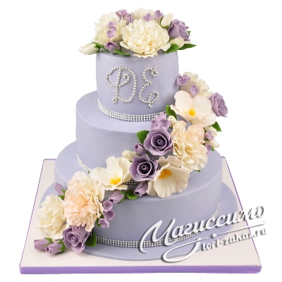 Торт Свадебный с сахарными цветами