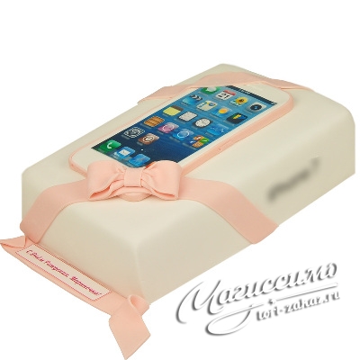 Торт телефон с розовым бантом