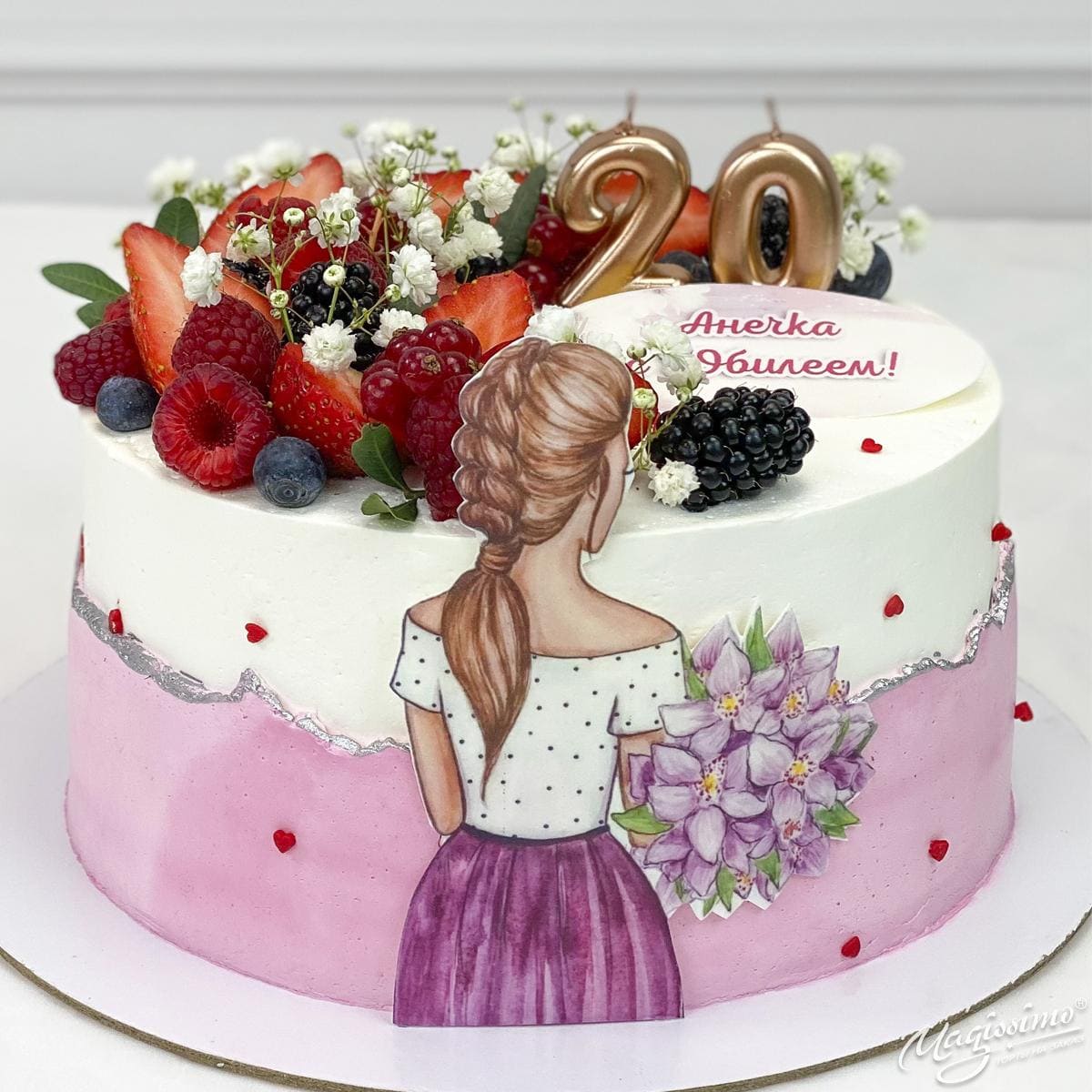 Торт девушка с цветами