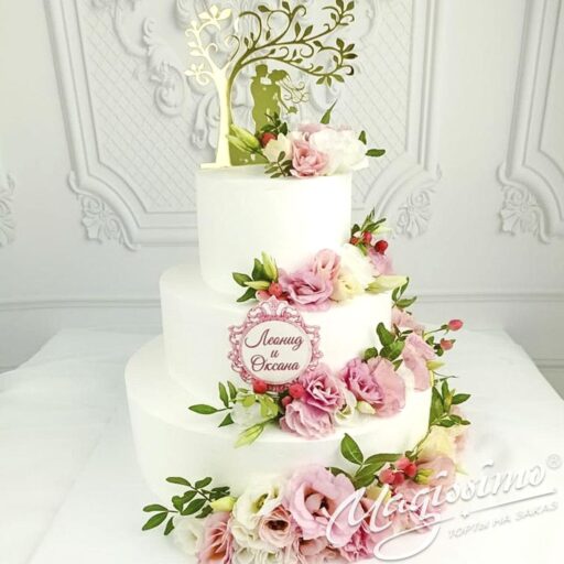 Торт свадебный с цветами фото