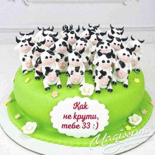 Торт с милыми коровами фото