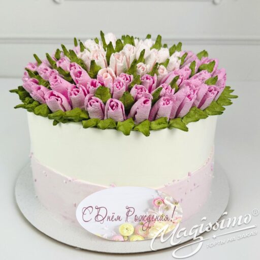 Торт с тюльпанами фото